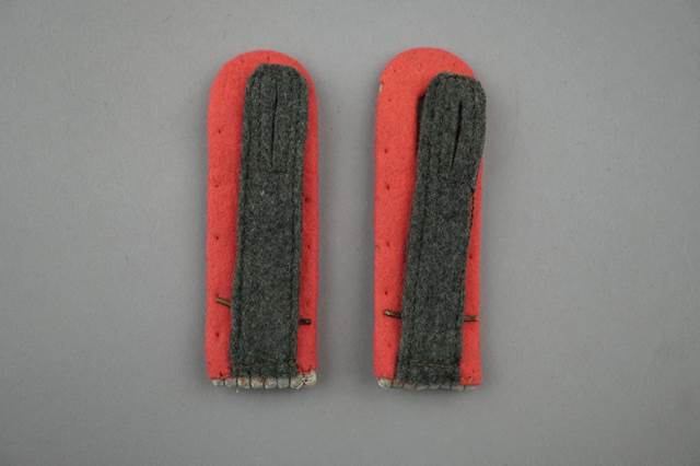 A pair of red and black felt hair clips

Description automatically generated