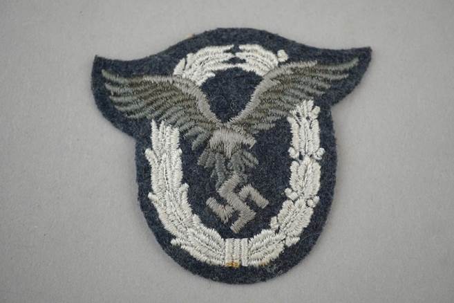 A patch with a eagle and a swastika

Description automatically generated