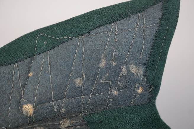 Close-up of a green fabric with holes in it

Description automatically generated
