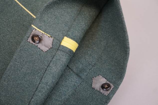 Close-up of a green jacket

Description automatically generated