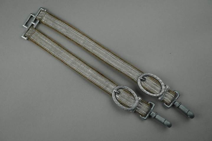 A pair of straps with metal rings

Description automatically generated