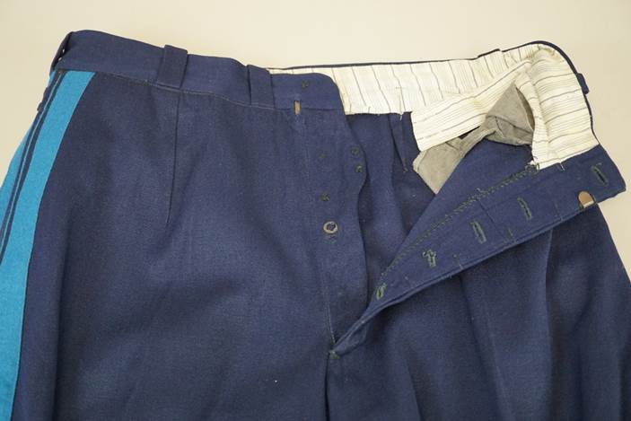 Close-up of a pair of blue pants

Description automatically generated
