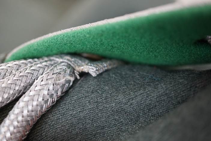 A close-up of a green fabric

Description automatically generated