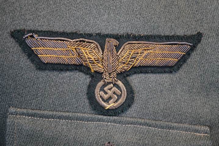 A close-up of a military insignia

Description automatically generated