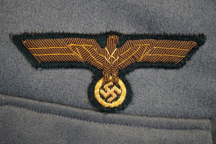 A brown and black eagle patch

Description automatically generated with medium confidence