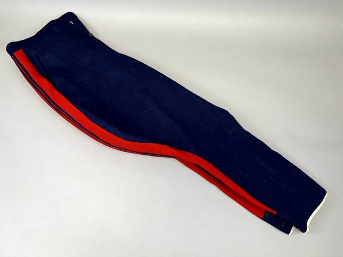 A blue and red pants

Description automatically generated