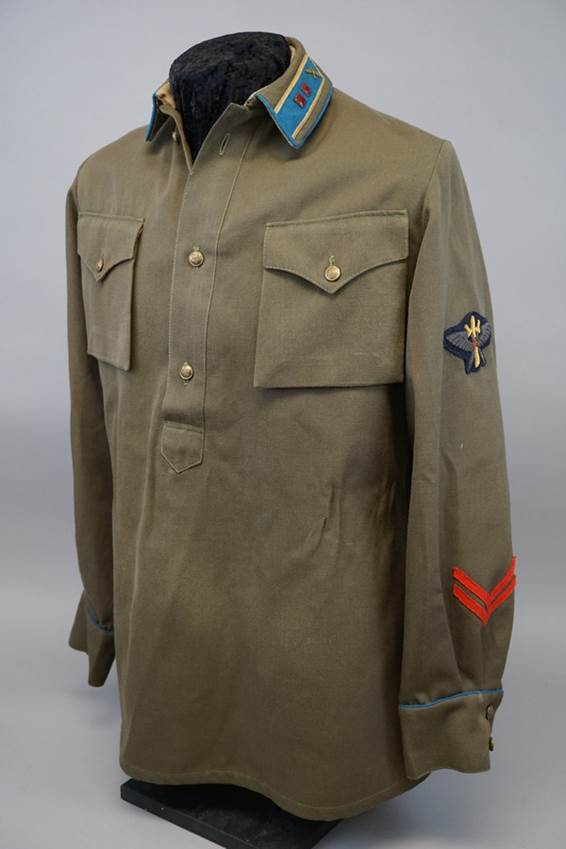 A green military jacket with a patch on the sleeve

AI-generated content may be incorrect.