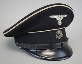 A black hat with a skull and a white emblem

Description automatically generated