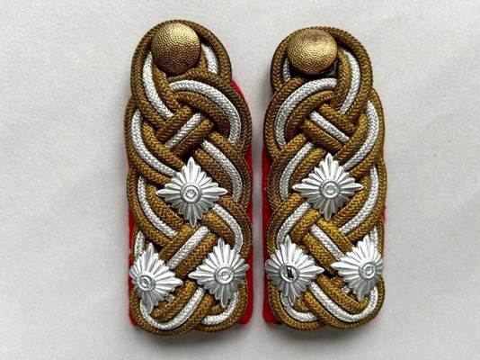 A pair of gold and silver military insignia

AI-generated content may be incorrect.